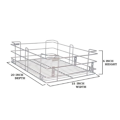 Image of BLOO BASKET 202modular kitchen accessories cabinet, 6-Piece Utensil Organizer, Stainless Steel, Silver (15 Inch Width * 20 Inch Depth, WITHOUT CHANNEL)