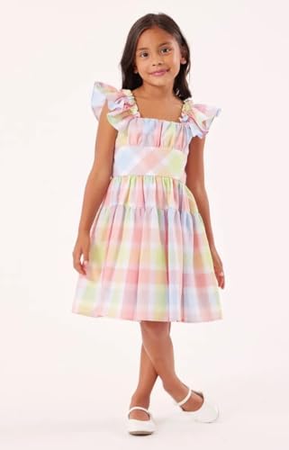 Bonnie Jean Girls Size 2T-16 Flutter Sleeve Check Peasant Dress4