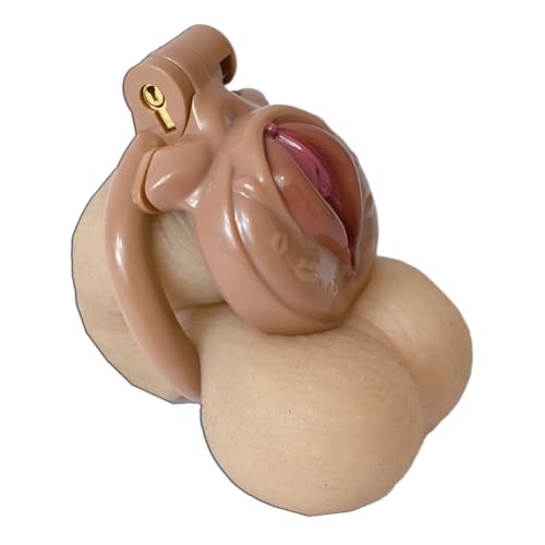 Gabbia per il pene sfrontata - cintura di castità con design a fica, 4 misure di anelli per il cazzo, sex toy in plastica leggera per bondage, BDSM e comfort a lungo termine