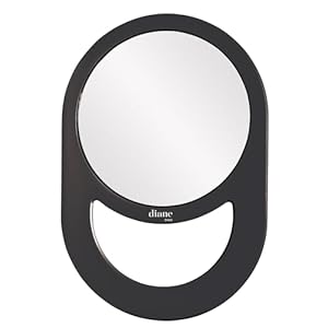 Diane Professional Quality Hand Mirror – Hand Held Mirror with Handle, Single Sided Vanity Makeup Mirror for Women, Men, Salon, Barber, Shaving, and Travel, Medium 7.5″ x 11″ In Black