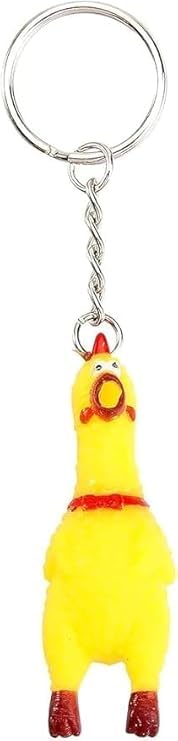 Ghwei Yellow Shrilling Screaming Chicken, Mini Rubber Squeeze Screaming Chicken Gags and Practical Joke Keychain Pendant Prank Pendant for Bags and Keys Phones Keyrings