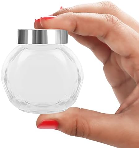 BELLE VOUS Round Clear Small Glass Storage Jars with Lids (24 Pack) - 50ml / 1.5 oz Mini Jam Jar Set - Mason Bottles for Herbs,Spices, Baby Food, Yogurt, Jelly and Honey - Favours for Weddings
