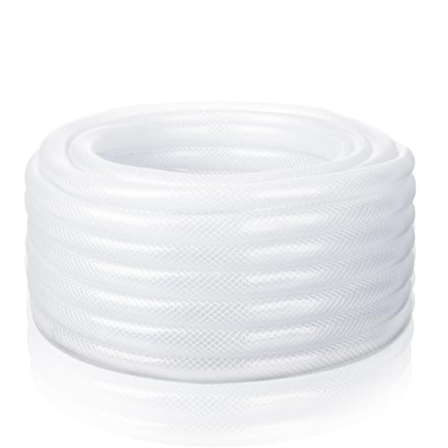 Image of 3 /8 inch ID x 19 /32 inch Od x 50 ft Braided PVC Tubing Reinforced Clear Vinyl Hose, Heavy Duty Flexible High Pressure PVC Braided Hose for Water Home Garden Aquarium Washing