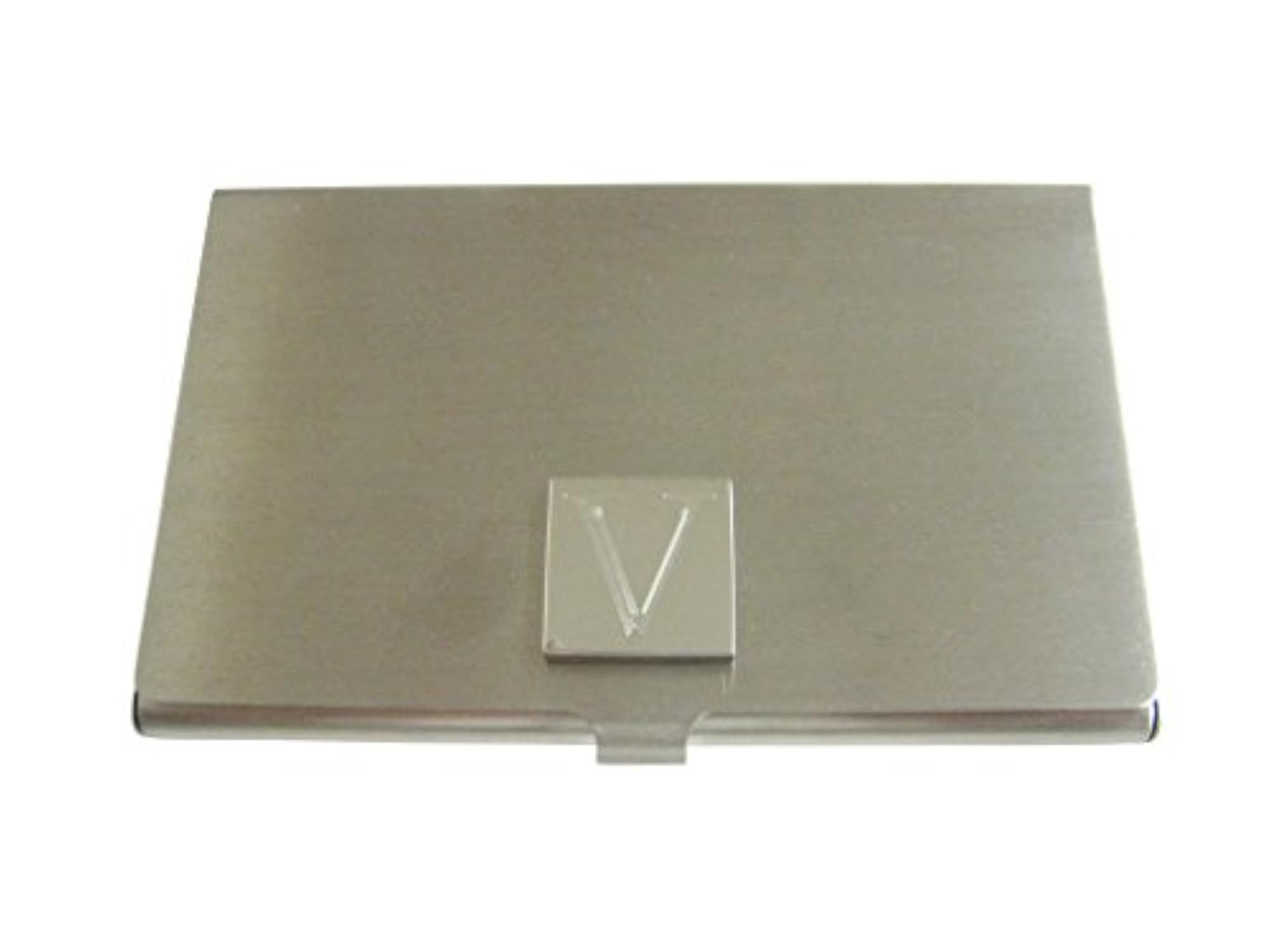Letter V Etched Monogram Business Card Holder