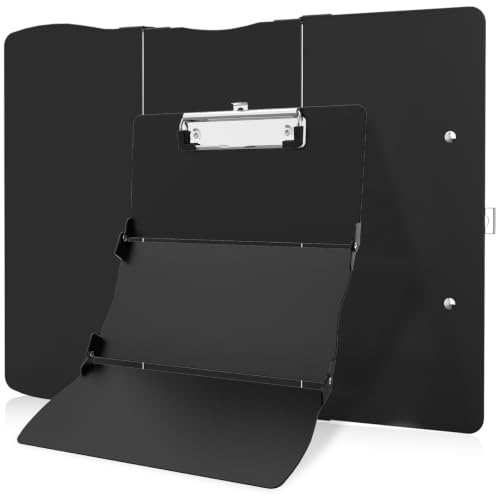 Dealswin Dossier A4 incluant planchette à pince et classeur – Conférence aluminium 3 couches, planchettes pliables, pochette classeur pour étudiants, infirmières et bureaux (Noir)