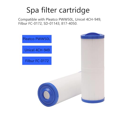 Ynzeyx 2Pcs Hot Tub Filter Cartridge Replacement, Spa Filter Compatible with Pleatco PWW50L, Unicel 4CH-949, Filbur FC-0172 - Image 3