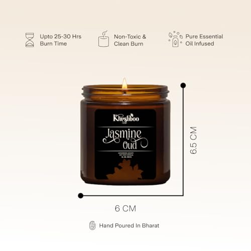 Image of Premium Scented Soy Wax Candle | Luxury Aromatherapy Candle for Home Decor & Relaxation | 200g, 25+ Hours Burn Time, Non-Toxic, Smoke-Free |Stress Relief & Wellness Gift (Jasmine Oud)