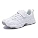PolarPals Boys Girls White Tennis Shoes Leather Running Sneakers Hook & Loop Kids School Cheer Shoes Size 3 Big Kid
