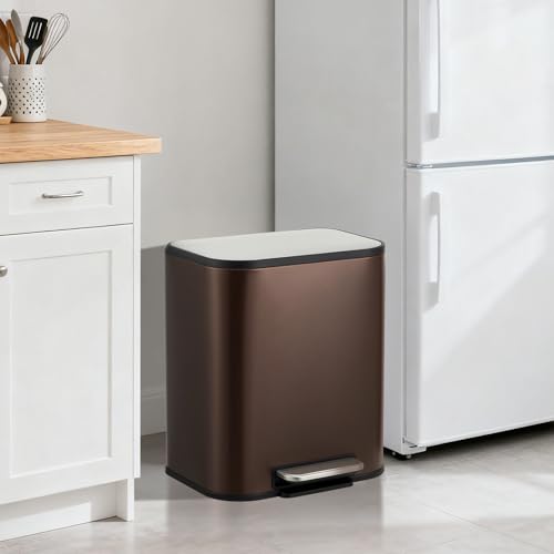 Caneca de basura rectangular de 5.3 galones en acero inox miniatura 2