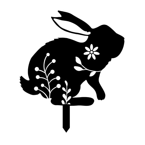Easter Decorations Floral Cutouts Metal Bunny Stake Garden Insert Board Garden Animal Statue Easter Rabbit Bunny Silhouette For Patio Lawn Garden Outdoor Decor #TOP1