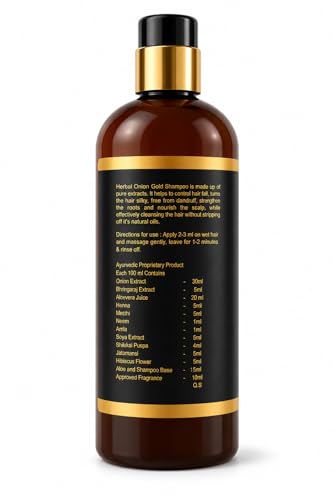 Image of Bio VivasvAA Onion Gold Herbal Shampoo with Natural Conditioner, GMP Certified, 450ml- Best anti Hair fall shampoo in ayurveda