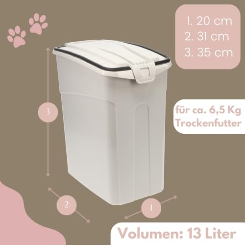 GarPet Futtertonne Luftdicht mit Deckel Futtertonne Hund Katze Hundefutter Aufbewahrung Trockenfutter Aufbewahrung Futterbox Hund Hundefutter Box 13 L