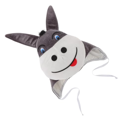 Abaodam Sombrero de Burro de Peluche Grande para Adultos Gorro Divertido de Animal en Color Gris Accesorio de Disfraz para Fiestas Halloween y Navidad Gorra de Vestir para Cosplay y