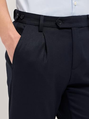 Image of THE BEAR HOUSE Men's Blue Regular Fit Formal Trouser