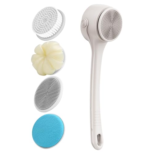 Limpiador eléctrico de baño, cepillo de limpieza corporal inalámbrico, limpiador giratorio automático impermeable para ducha, hombres, limpieza de baño de cuerpo completo, spa, piel y mujeres