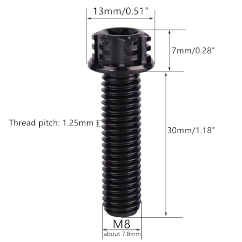 Image of 4Pcs Titanium Bolt Flange Torx Head M8 M10 x 20 25 30mm Screw Bolt for Motorcycle Car Modifications (Black, M8x30mm)