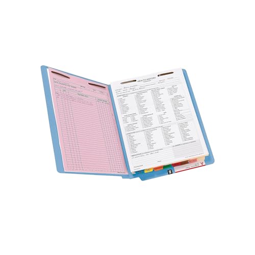 Smead End Tab Fastener File Folder, Shelf-Master® Reinforced Straight-Cut Tab, 2 Fasteners, Letter Size, Blue, 50 per Box (25040)