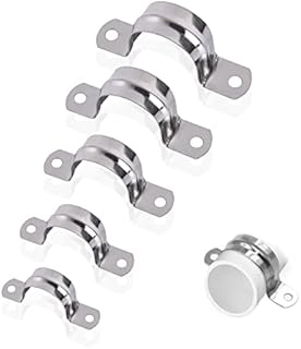 NCOALE Pipe Strap Clamps25 Pack 304 Stainless Steel U Shaped Clamp Two Hole Tube Strap Tension Clips U-Tube Clamp Saddle Clips Hose Clamp for Fixing Bracket of Water Pipe (20/25/32/40/50 mm)