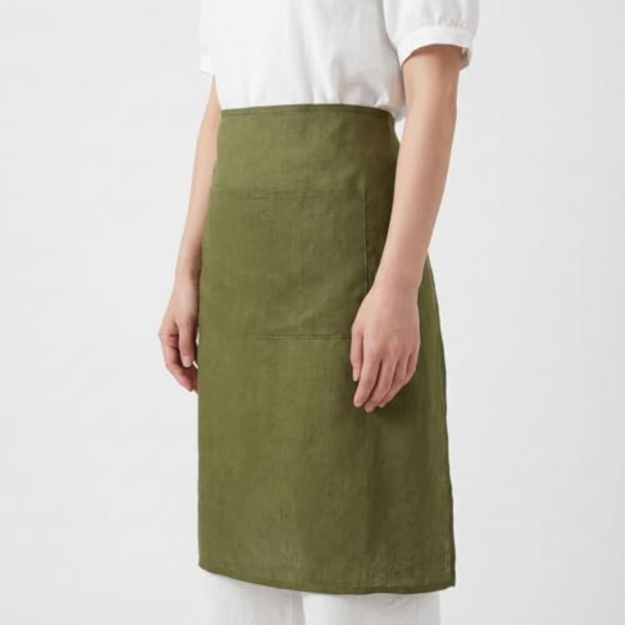100% Linen Adjustable Bistro Half Apron with Pockets