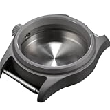 MZMZM T2 Piloten-Taucheruhrengehäuse aus Titan/Stahl, wasserdichte Anti-Allergie-Uhr(Steel-Glass Back,39mm ETA PT) ...