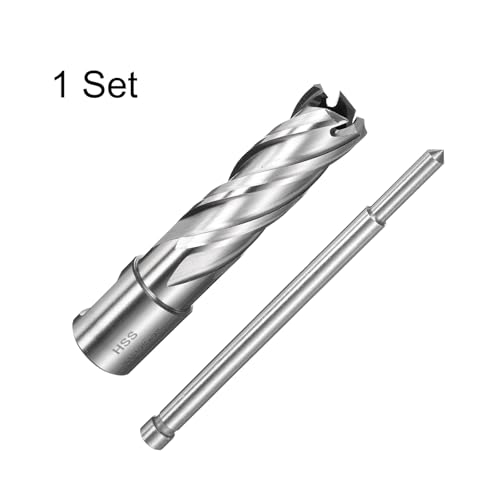 QUARKZMAN Hohlbohrer 21/32 Schneiddurchmesser Schaft 3/4 mit 2 Tiefe Zentrierstift M2 Schnellarbeitsstahl Bohrkrone Hohlbohrer Für Standard Magnetbohrmaschinen Werkzeugmaschinen Fräsen