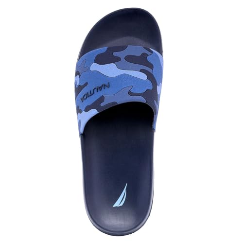 Image of Nautica Men's Open Toe Slide Sandals - Comfortable Indoor & Outdoor Shower Slippers