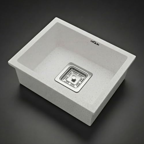 Image of ARQUIN Quartz Kitchen Sink 24x18x9 Inch Rosa | Single Bowl Sink | Durable & Scratch-Resistant | Undermount /Topmount Including Coupling, Waste Pipe & Fruit Washing Basket