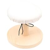 OATIPHO Wooden Ironing Stool Round Seat Portable Clothes Ironing Accessory for Home and Travel White