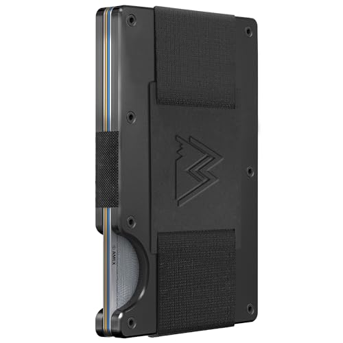 Mountain Voyage Co Minimalist Wallet for Men - Front Pocket Mens Wallet with Cash Strap - Thin RFID Blocking Mens Metal Wallet - Card Holder Wallet - Slim Wallet - Holds up to 15 Cards