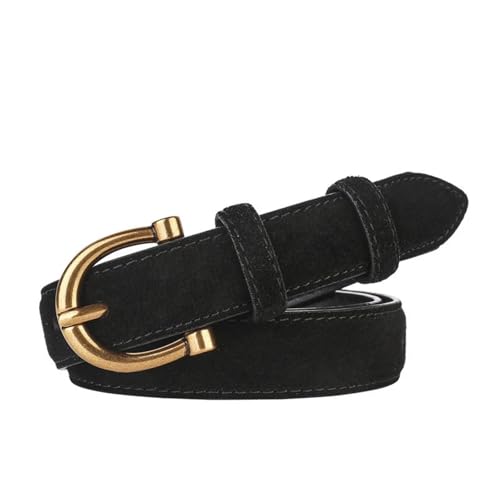 Suede Cowhide Leather Belt For Women With Gold Buckle Women Belt Waistband For Dresses & Jeans