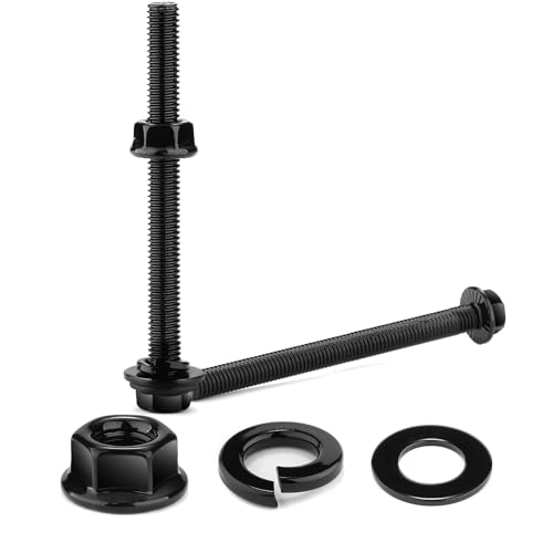 M10 x 60mm Flanged Hex Head Bolts, Nuts, Flat &amp; Lock Washers, 20Pcs 18-8 (304) Stainless Steel, Fully Threaded, Black Oxide by SG TZH