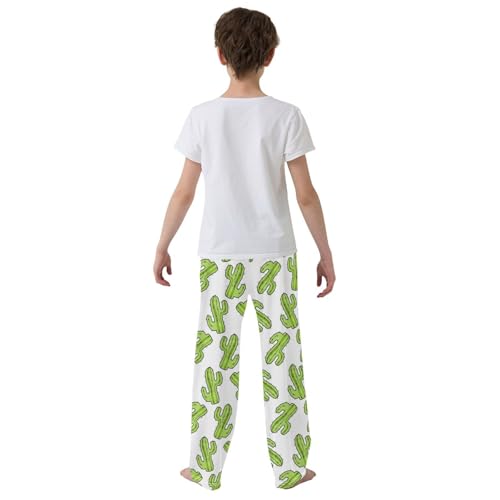 ZZXXB Cactus Plants Boys Long Pants Soft Trousers Elastic Waist Kids Lounge Bottoms with Pockets S-XL3