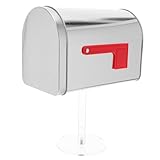 UKCOCO Kleiner Metall Briefkasten mit Ständer Wetterfeste Minihaus Dekoration Briefkastenmodell für Garten und Büro Pfostenmontierbar