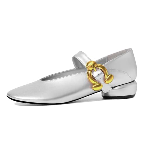 Image of Women Mary Jane Shoes Pumps Chunky Comfortable Low Heels Closed Round Toe Dress Work Wedding Shoes