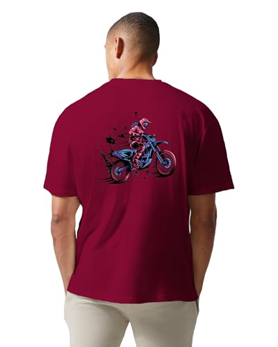 Image of Buy That Trendz Mens Oversized Tshirt Black & White Car Printed Crew Neck Cotton Drop Shoulder Half Sleeve Stylish Tshirt