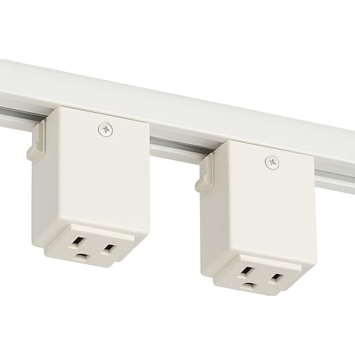 OHLECTRIC Track Light NT-327W H-Track Lighting Outlet Adapter, H-Type Track (2-Pack) White Power Plug Accessory for Track Rail Systems