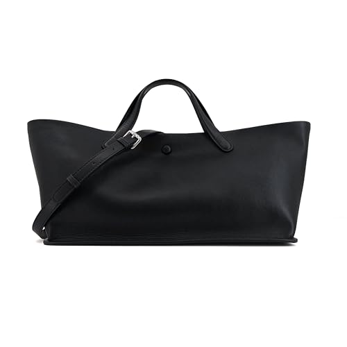 Image of M-ioi-M 2Pcs Set, Large /XL Tote Bag with Pouch for Women, Canvas or Genuine Leather Crossbody Shoulder Bag, Top Handle Purse