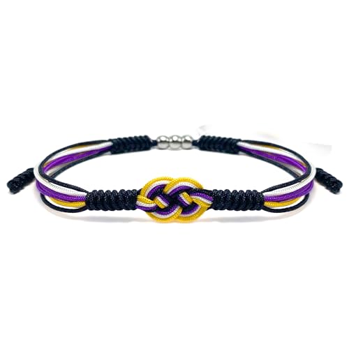 HARACRAFT Non-Binary Infinity Bracelet, NonBinary Pride, LGBTQIA+ Pride Love Wrist Wrap Bracelet, Surfer Bracelet, Boho Rope Bracelet Bangles for Women Men Thread for Him and Her (Non-Binary)