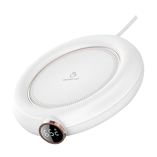 Alipis Chauffe Tasse USB Blanc avec Affichage Numérique Tapis Chauffant Isolant à pour Bureau Maison et Café Tapis Préservant la Chaleur Coussin Chauffant Sécurisé Plastique