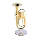 ACOLY Modelo de tuba en miniatura, bombardino chapado en oro, réplicas elegantes de instrumentos musicales para amantes de la música, ideal para oficinas y coches (10 cm)