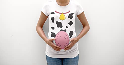 Old Glory Maternity Halloween Costumes For Women, Cow Print Shirt, Maternity T Shirts Short Sleeve, Dress Up Fall Graphic Tees, Easy Costume White #TOP4