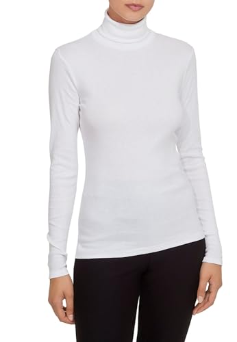 RAGNO Dolcevita Ciclista Donna Maglia Manica Lunga Caldo e soffice Cotone bio Articolo D274AK BIO Cotton Dolcevita, 010 Bianco, S