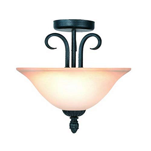 Get Popular Offer Woodbridge Lighting 38006-TBK Jamestown 2-Light Semi Flush Ceiling Fixture, Textured Black