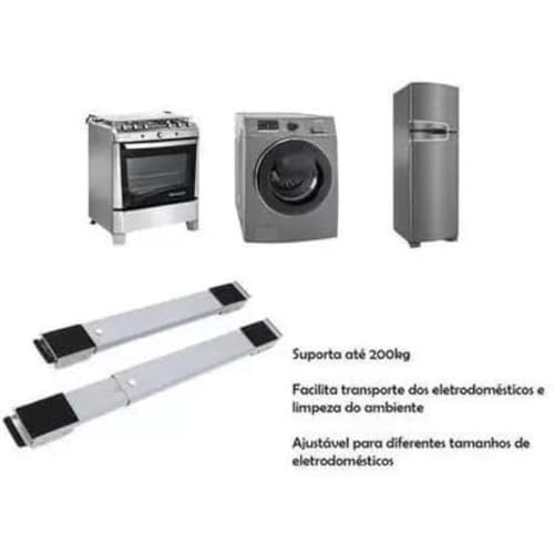 Suporte Móvel Ajustável com Rodinhas Ideal para Geladeiras, Máquinas de Lavar e Móveis, Resistente,