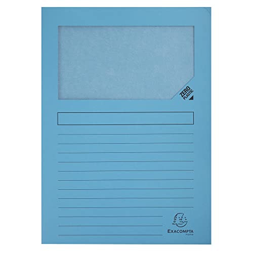 Exacompta - Réf. 50162E - Paquet de 100 chemises à fenêtre sans plastique SUPER 160 g/m² - couleurs pastel - chemises certifiées PEFC™ - dimensions 22 x...