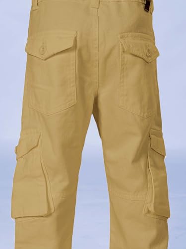 Image of KiddoPanti Boys Cargo Pants | 100% Cotton Twill | Comfortable Regular Fit | Elastic Waistband & Zip Fly | 6 Pocket Lower for Kids | Full-Length Casual Wear