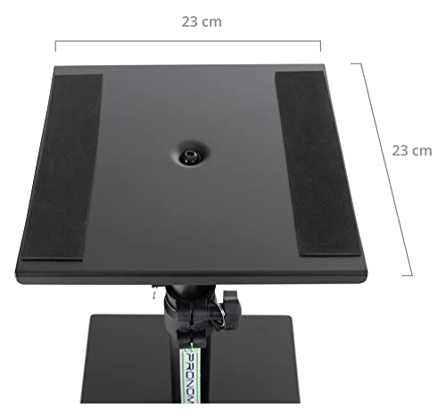 Pronomic SLS-36P BK Tischstativ für Studio Monitore - Stabiles Boxenstativ für Studiomonitore - Hohe Ausführung - Höhenverstellbar von 25,5 bis 41 cm - Ablagefläche mit Moosgummistreifen - Schwarz