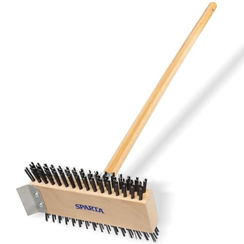 Image of SPARTA 4002600 Stainless Steel Grill Brush, Grill Scraper With Long Handle For Commercial Cleaning, Kitchens, Restaurants, Bathrooms, 30 Inches, Brown, (Pack of 6)