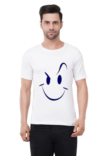 Image of Caseria Men's Cotton Printed T-Shirt -Smiley Stroke | 100% Cotton | Half Sleeves | Regular Fit | Printed | Round Neck | Graphic T Shirt