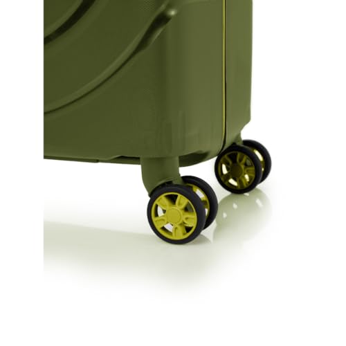 Image of American Tourister Polypropylene Amt Circurity 55Cm TSA OLV Grn 3 Point TSA Lock Luggage Complete Lining and Contrast Components, Hard, 4, Spinner, Trolley Bag, Olive Green